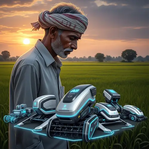Emotional South Asian Farmer Contemplating Future Amidst Setting Sun