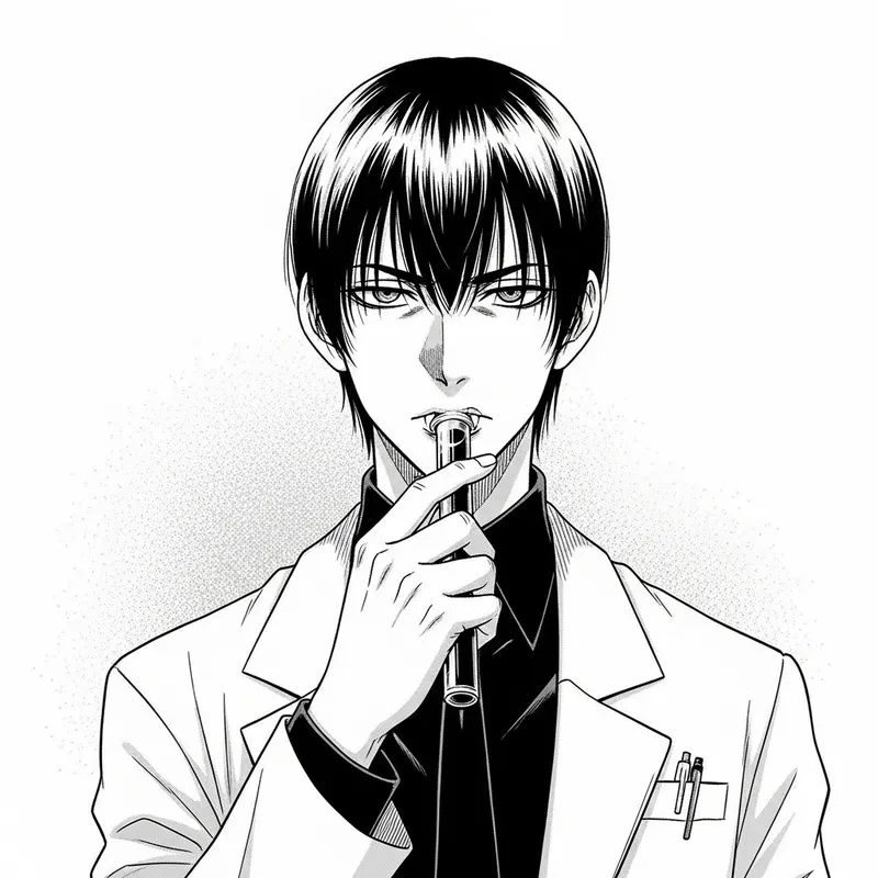 Stylish Manga Scientist Vampire with Short Hair