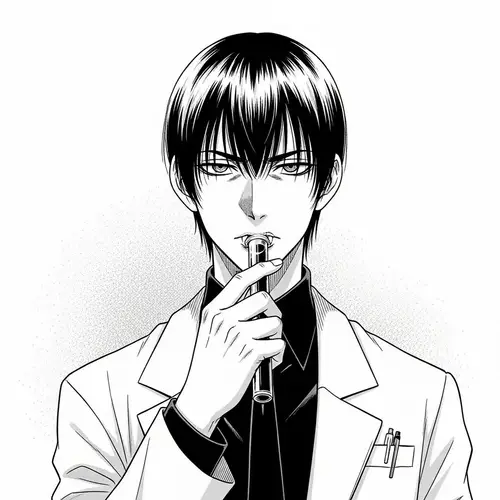 Handsome Scientist Vampire in Manga Style