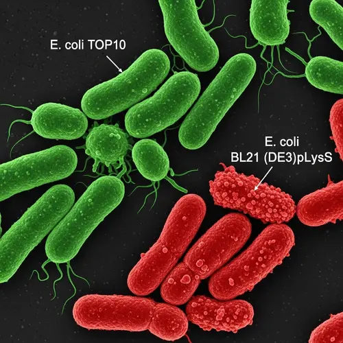 Microscopic View of E. coli TOP10 and E. coli BL21 (DE3)pLysS