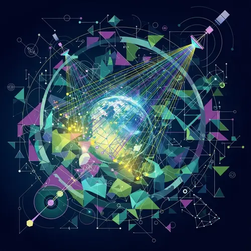 Geometric GPS Technology Art | Positioning & Navigation Design