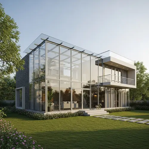 Glass House in Davanagere, Karnataka, India - Modern Design with Traditional Indian Touch