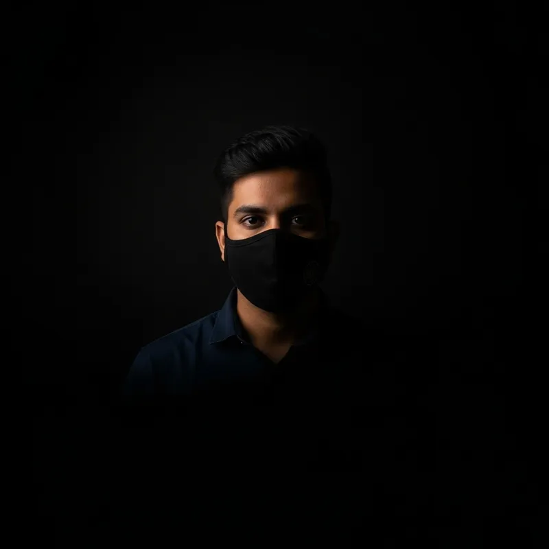 Masked Man Silhouette on Dark Background