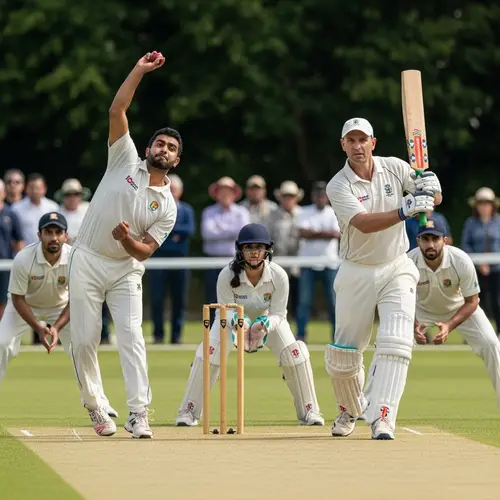 Energetic Outdoor Cricket Match in Bright Afternoon Sun
