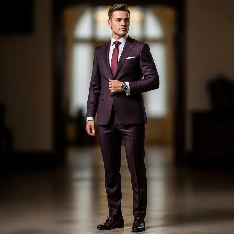 Modern Burgundy Groom Suit | Elegant Wedding Ensemble Modern Burgundy Groom Suit | Elegant Wedding Ensemble