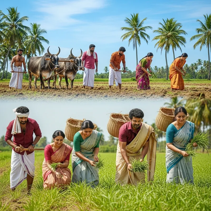 Tamil Movie Heroes in Traditional Agricultural Rendezvous