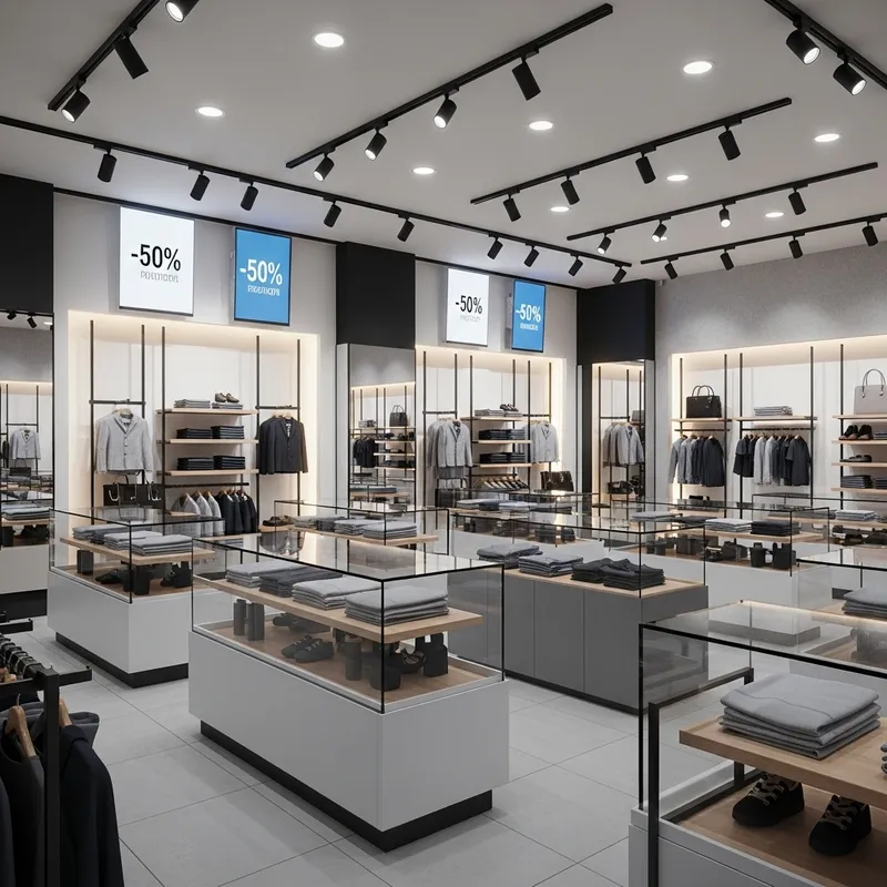 Spacious & Modern 3D Clothing Store Design | Soft Lighting & Functional