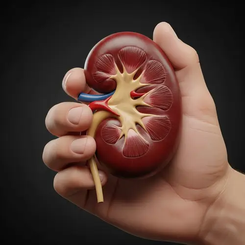 Realistic Human Kidney Held by Unidentifiable Hand