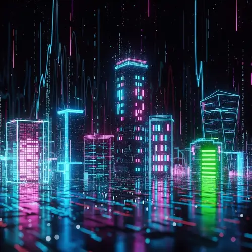 Digital Real Estate in Cyberspace: Neon-Lit Glitchy Environments