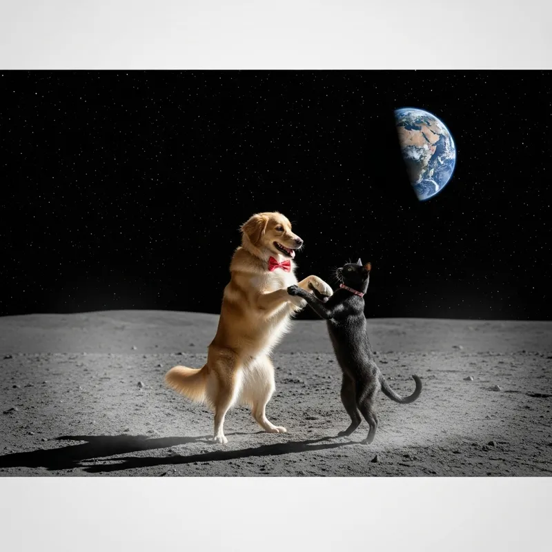 Dancing Dog and Cat on the Moon Dancing Dog and Cat on the Moon
