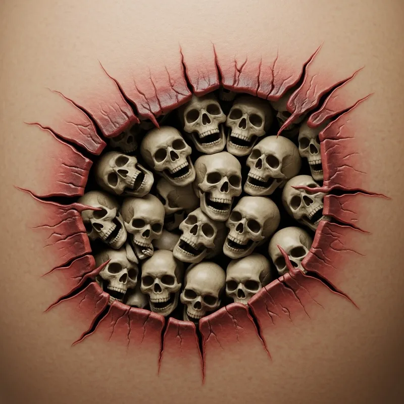 Skull Shapes in Wound Artwork