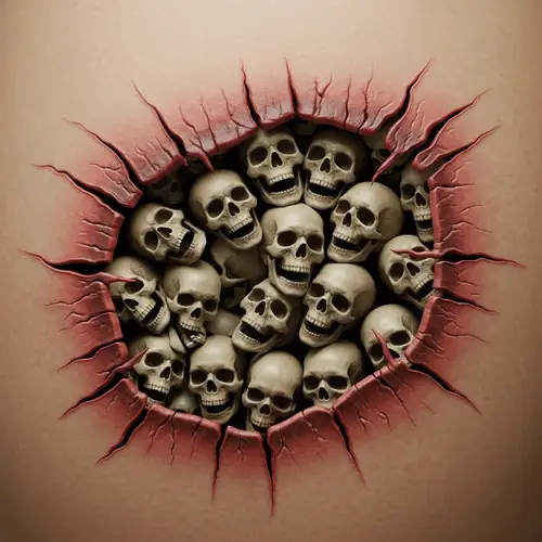 Artistic Interpretation of Wound with Skull Shapes