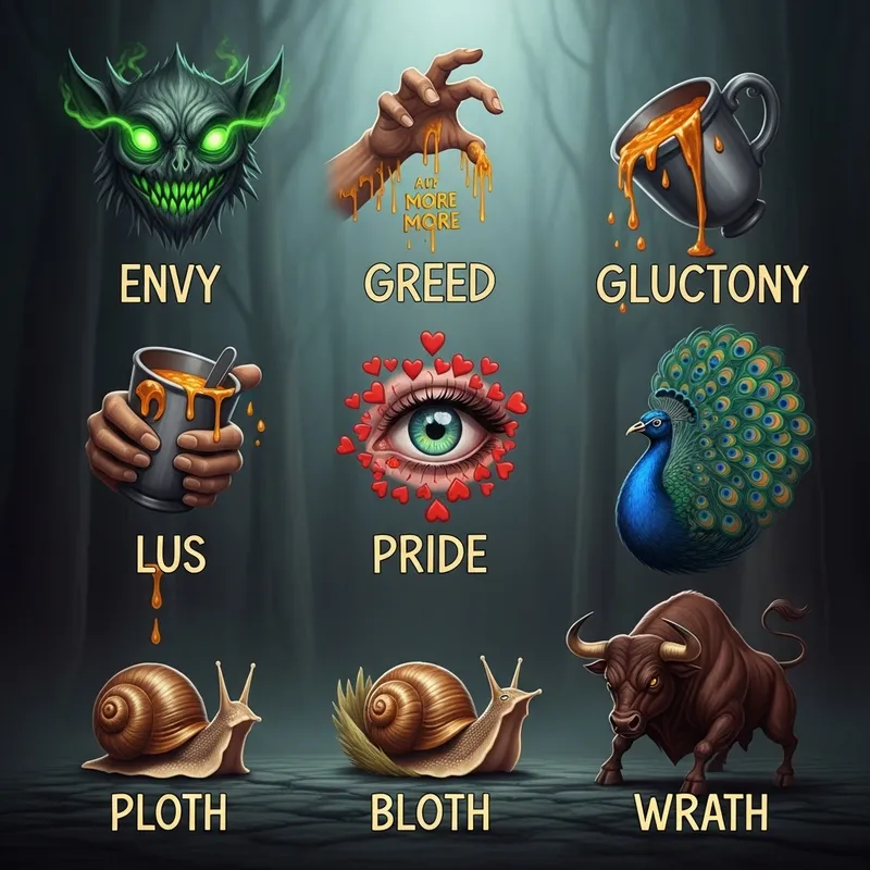 Seven Deadly Sins Depicted in Dark Atmosphere