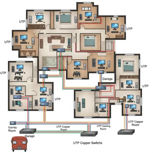Luxurious Mansion with Networked Computers in Every Room
