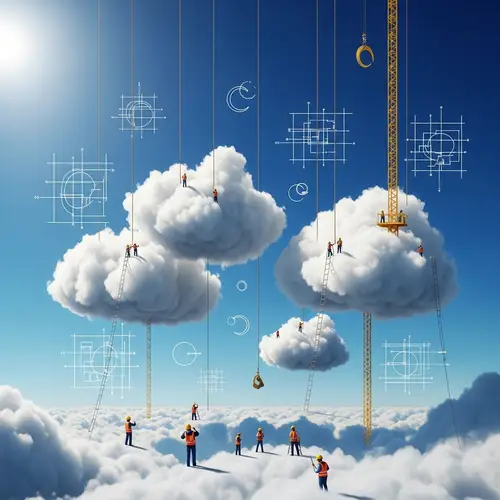 Surreal Construction of Celestial Skyscape | Cloud Workers & Blue Prints