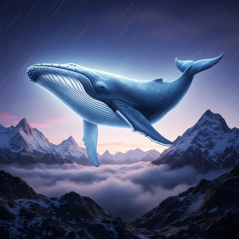 Blue Whale in Mountain Landscape Blue Whale in Mountain Landscape
