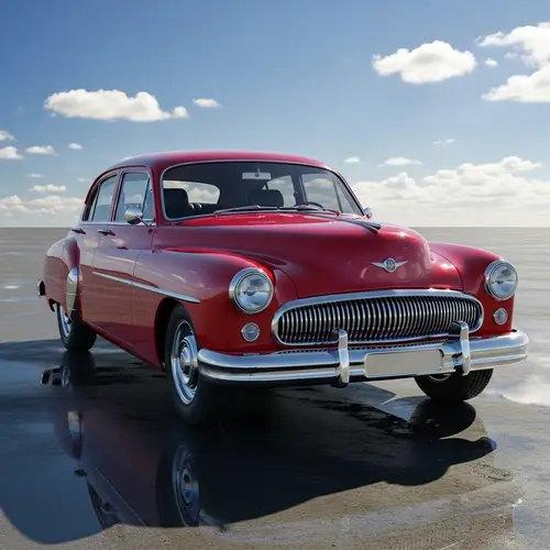 Classic Cherry Red Car | Vintage Mid-20th Century Design