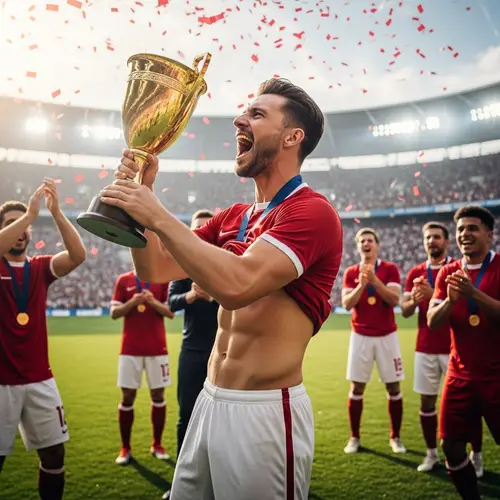 World-Class Soccer Player Celebrating Championship Victory