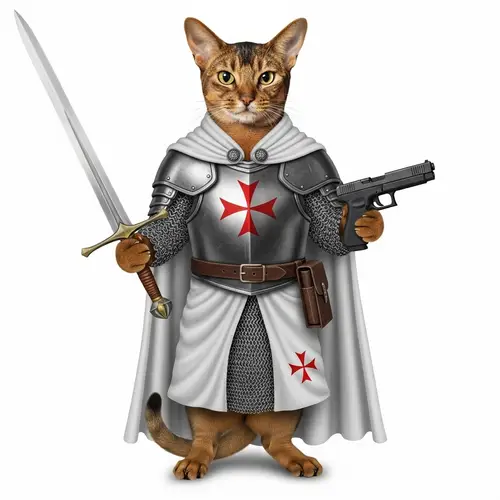 Noble Warrior Abyssinian Cat in Chainmail Armor