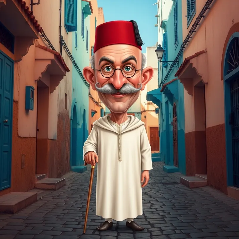 Traditional Tunisian Djebba Caricature