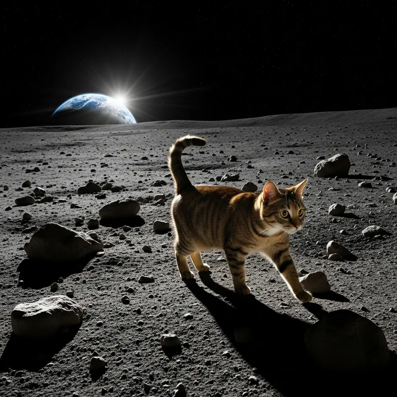 Chinese Li Hua Cat on a Lunar Expedition