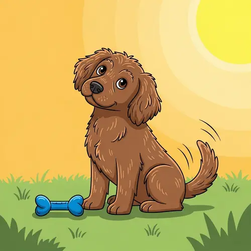 Adorable Brown Dog with Playful Eyes on Green Grass