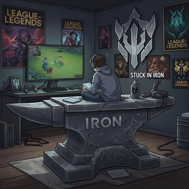 Stuck in Iron League | Struggling Gamer Illustration
