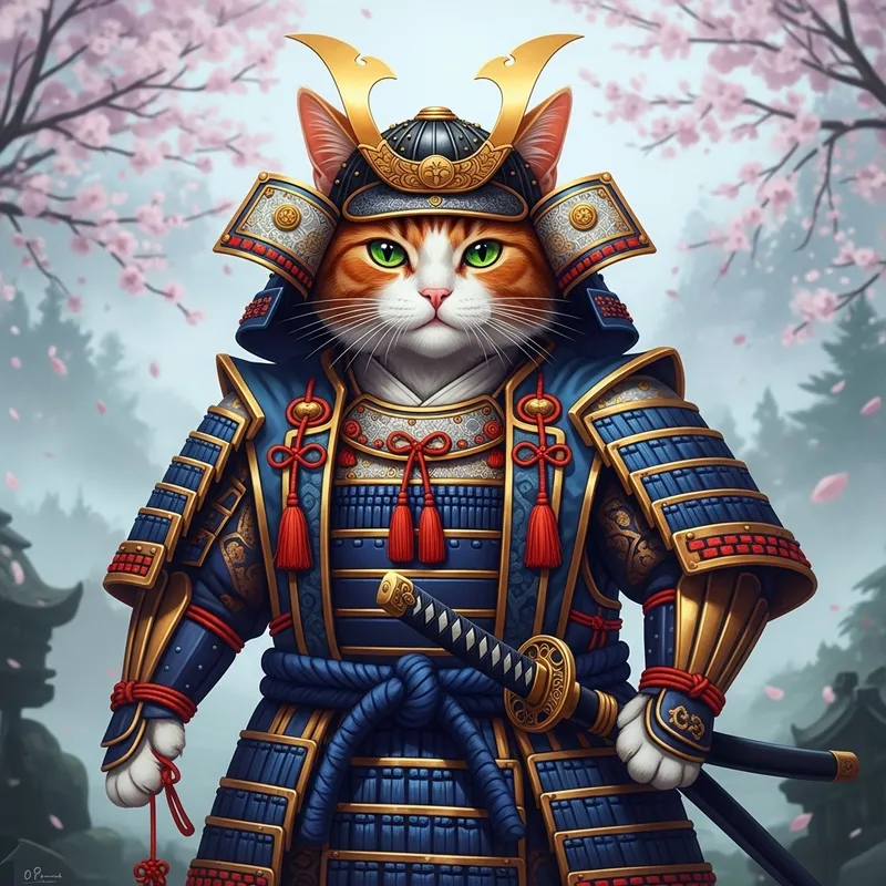 Samurai Cat - Majestic Feline Warrior