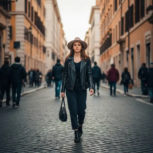 Elegant 19-Year-Old Woman in Rome | Hypermaximalist Street Scene