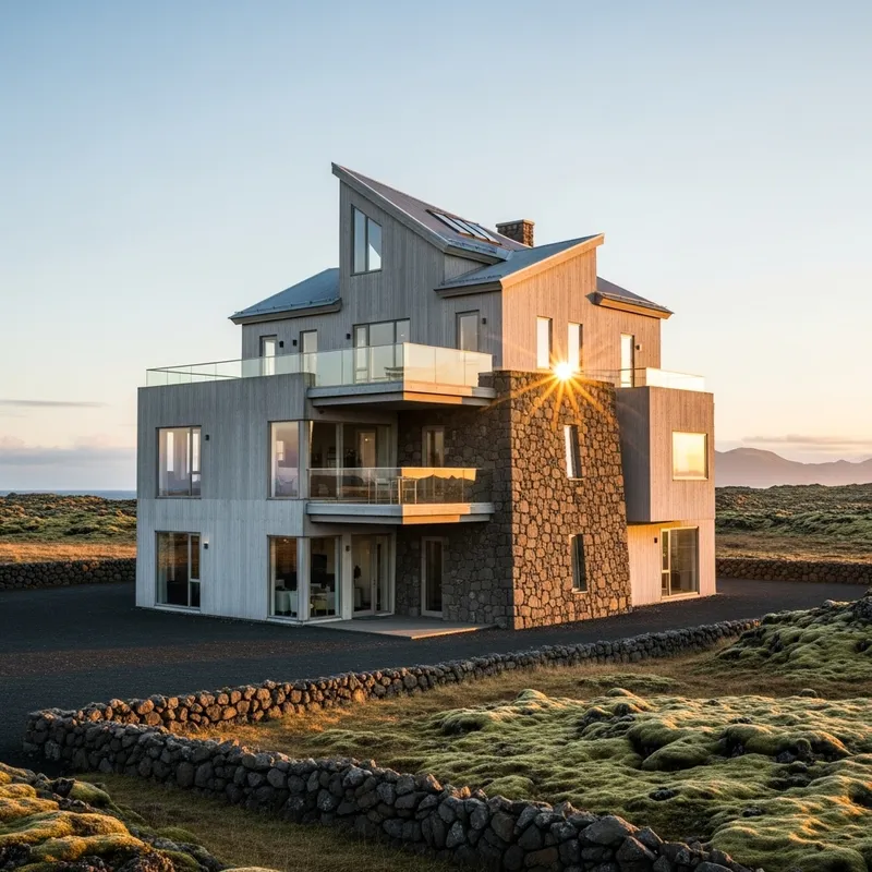 Unique Three-Floor Architectural Building in Icelandic Landscape