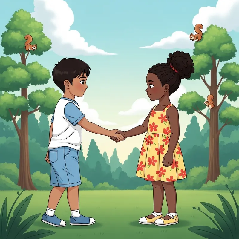 South Asian Boy and Black Girl Holding Hands South Asian Boy and Black Girl Holding Hands