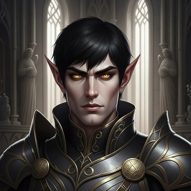 Handsome Elf Prince with Sharp Cheekbones and Golden Eyes
