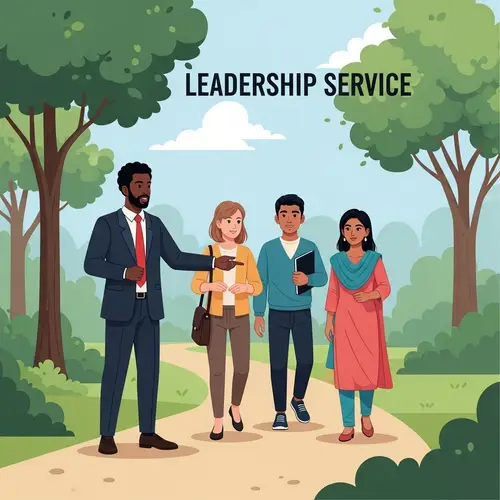 Leadership Service Illustrated by Diverse Group in Lush Park