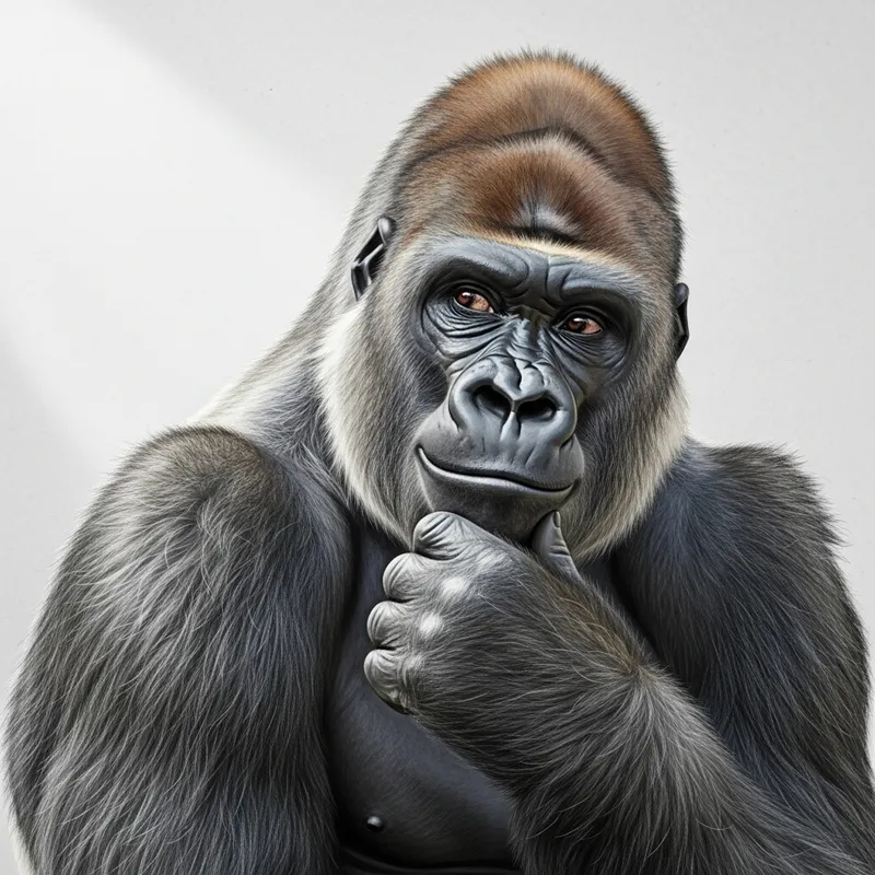 Dynamic Gorilla Portrait - Modern Style with Subtle Smile