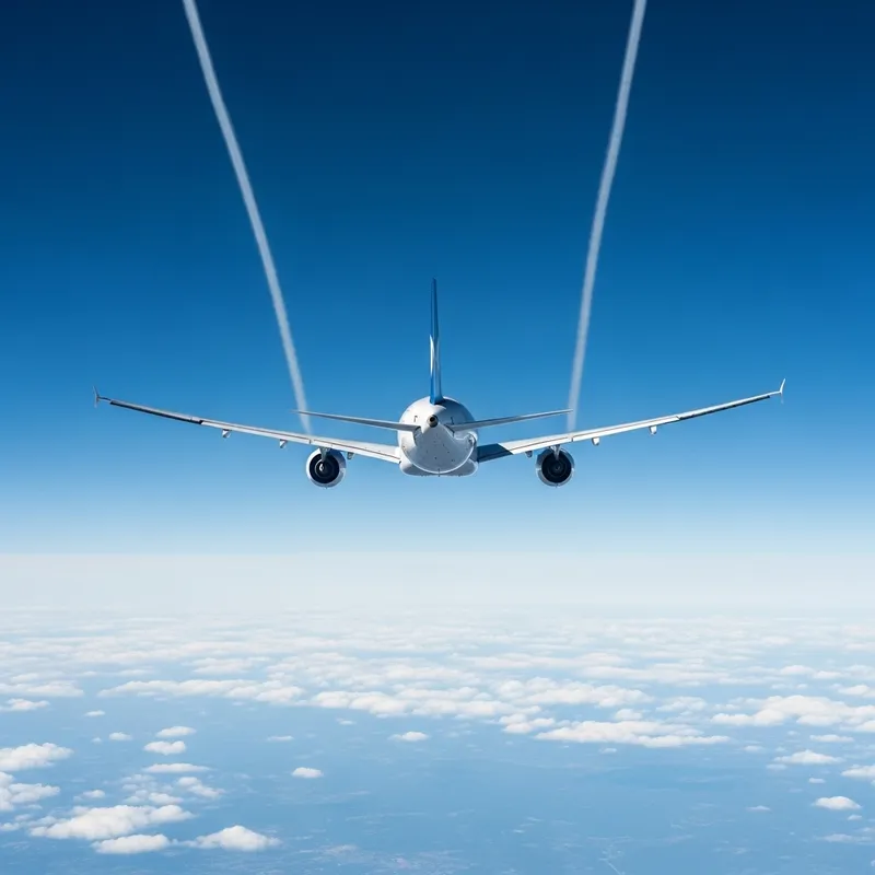 Aerial Plane Flying in Blue Sky Aerial Plane Flying in Blue Sky