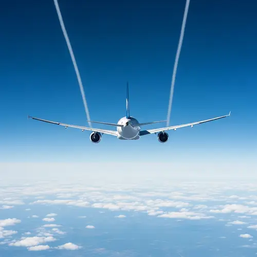 Graceful Aircraft Soaring through Azure Sky