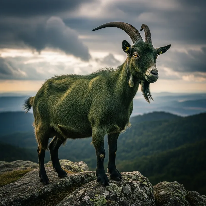 Dark Green Goat - Striking Image