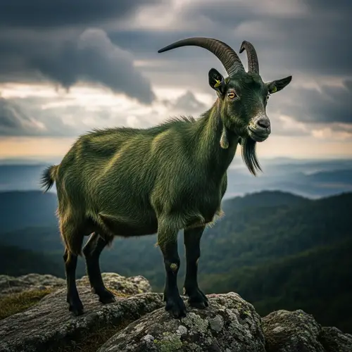Dark Green Colored Goat - Stunning Visuals