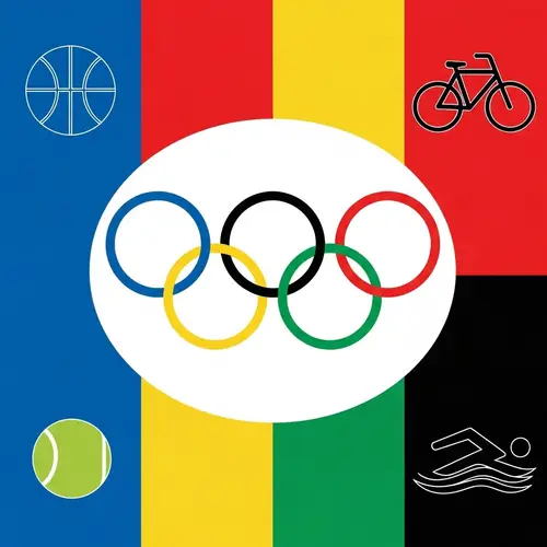 New Olympic Games Flag Design: Rings and Sport Symbols