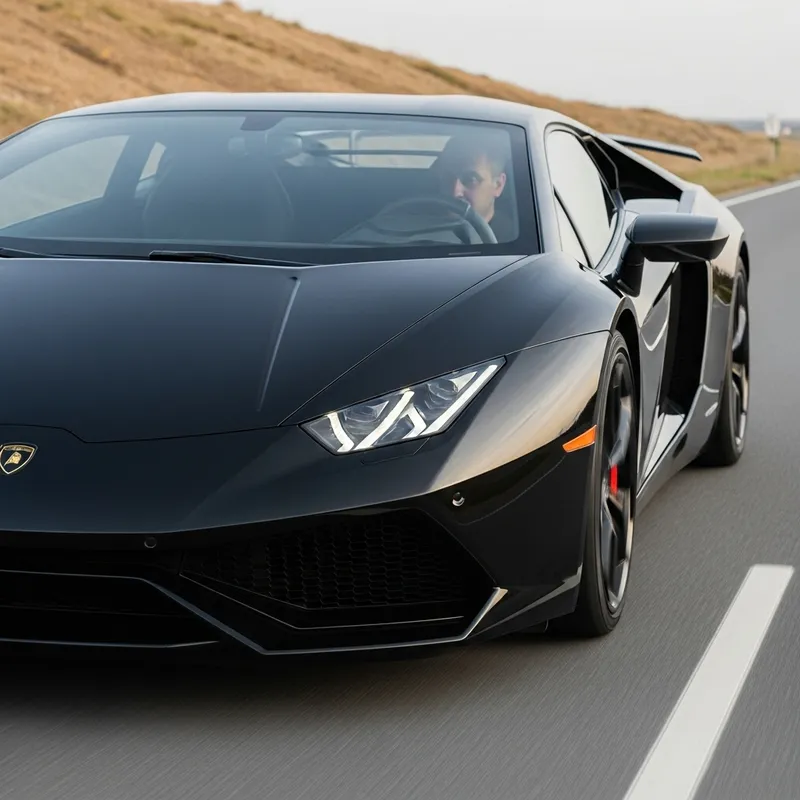 Sleek Lamborghini with Glossy Black Finish