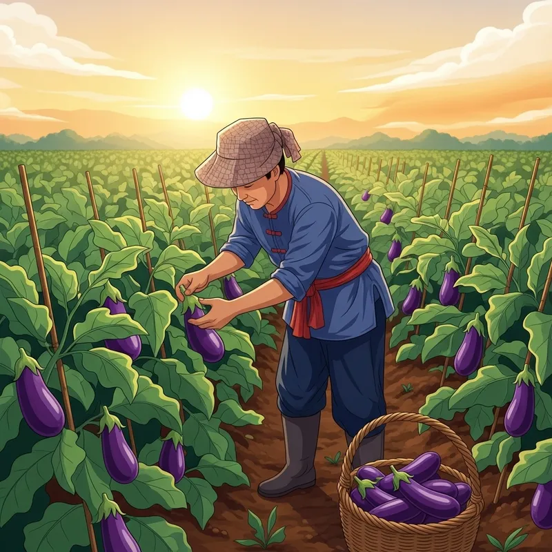 Eggplant Growth Stage Harvest | Vibrant Field Scene