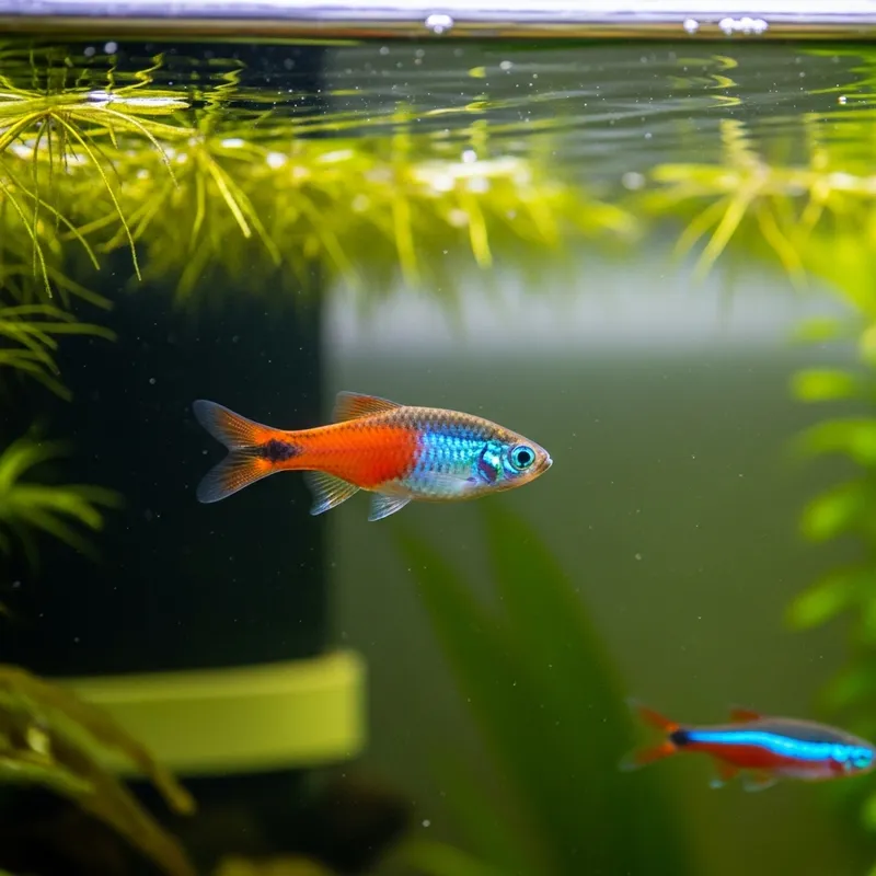 Colorful Danio Fish Swimming in Aquarium