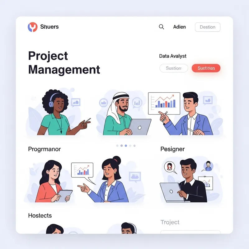 Minimalist Project Management App Design - Diverse Team Collaboration