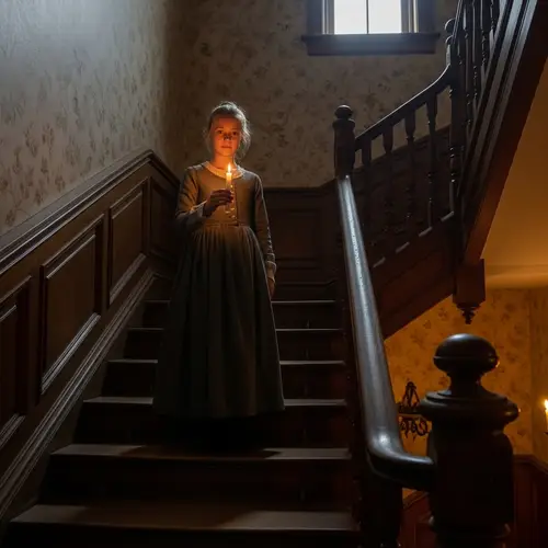 Mystical Candlelit Staircase in Old Victorian Home