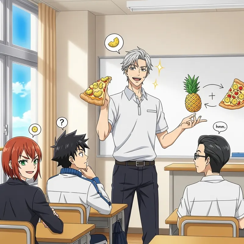 Anime Teacher Shows Students the Joy of Pineapple on Pizza Anime Teacher Shows Students the Joy of Pineapple on Pizza