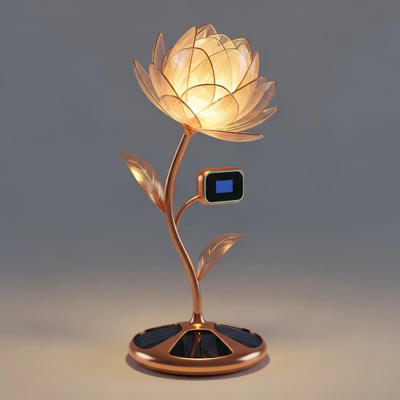 Innovative Flower Lamp with Bluetooth Speaker & Solar Integration