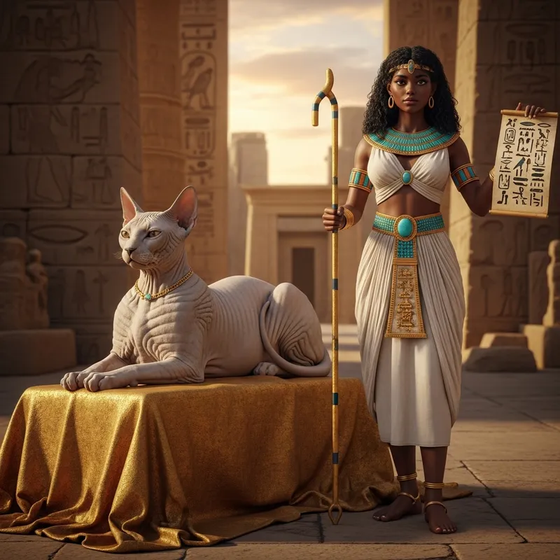 Sphinx Cat and Egyptian Girl - Enchanting Connection Sphinx Cat and Egyptian Girl - Enchanting Connection