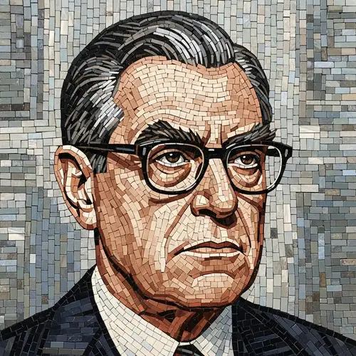 Stylish Mosaic Portrait of a Serious Man in Formal Suit