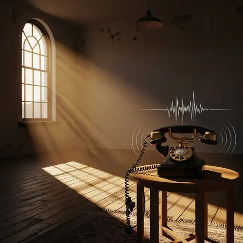 Vintage Rotary Phone Creating Eerie Atmosphere in Empty Room