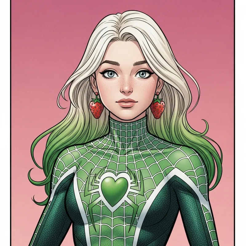 Blonde Spider Girl Marvel Style | Heroic Teenager in Green Suit